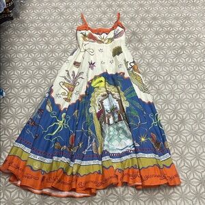 Alemais Artistic Blue and Orange Maxi Dress